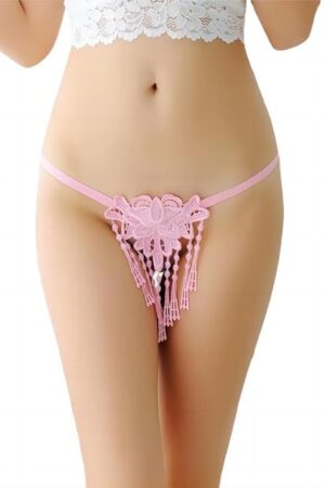 Womens Sexy Pearl Tassel G-String Lace Thongs Panties Underwear Low Rise T-Back Underpants