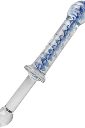 8.7 inches Blue Swirl Glass Dildo Crystal Penis Women Masturbator G-spot Stimulator Sex Wand