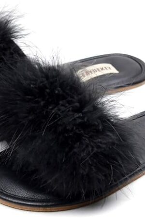 Women Fur Sexy Slippers Spring Summer Fluffy Cute PU Comfy Slides Sandals Indoor Outdoor Flats Shoes