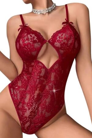 Women One Piece Lingerie Sexy Teddy Lingerie V Neck Sexy Bodysuit Lace Nightie