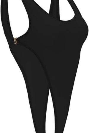 Womens Sexy One Piece High Cut Low Back Bikini Swimsuit Monokini Swimwear Bathing Suits Leotard Dance Blouse Top