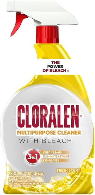 Cloralen All Purpose Cleaner with Bleach Spray - 32 fl oz - Fresh Scent - 3-in-1 Multipurpose Cleaner Spray - Deep Cleans, Eliminates Stains & Degreases