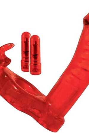 Double Penetrator Rabbit Cock Ring, Red