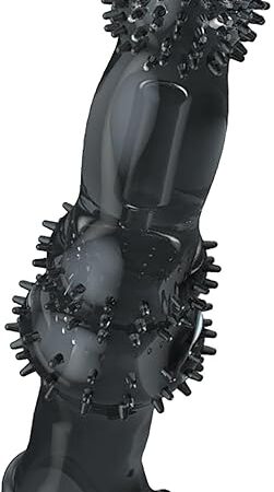 Cock Sleeve Transparently Sex Toys for Men,Large Particles Raised Penis Ring Reusable Silicone Penis Extension Male Sealed Design to Prevent Leakage (Ordinary Black)