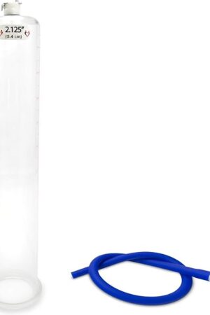 LeLuv 2.125" x 12" Penis Pump Vacuum Cylinder Adult Toy with 18" Royal Blue Silicone Non-Collapsable Hose and Male/Female Air-Tight Locking Fittings