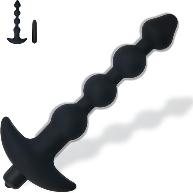 3 in 1 Vibrating Anal Beads Butt Plug with 10 Vibration Modes, Flexible Silicone Graduated Breasts Clitoris Vagina Prostate Massager ; Removable Bullet Vibrator Waterproof Anal Sex Toy for Unisex