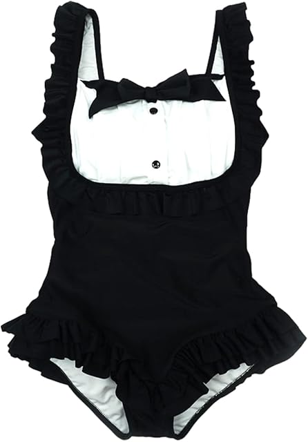 Cute One Piece Swimsuits Womens Lolita Maid Cosplay Lingerie Sexy High Waisted Vintage Bathing Suit