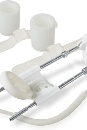 LeLuv Large Slider Penis Extender - Deluxe Kit, White and Platinum - Adjustable Length with Threaded Rods - Two Sets of Wide Straps and Basic Securing Options