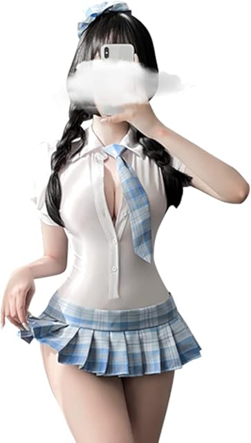 Women Sexy Schoolgirl Costume Student Shirt Lingerie Set Japanese Jumpsuit Outfit with Mini Skirt