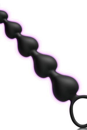 Anal Beads, Cute Silicone Flexible Anal Chain Butt Plug with 6 Gradual Balls and Pull Loop Prostate Massager G-spot Stimulator TJIJP Anal Training Sex Toy for Beginner 7.28 inch, Black