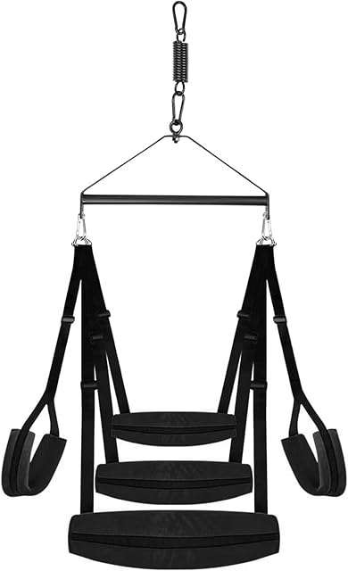Enhanced Sex Swing BDSM Bondage Sex Toys - Spinning Indoor Ceiling Swing with Triangular Suspension Device & Widened Neck Lumbar Hip Pads, Sex Swings with Adjustable Sling Adult Sex Toy