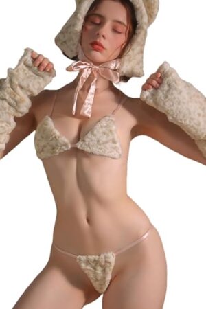 Women's Kawaii Lingerie, Tiger Leopard Bra Top and Panty Set, Sexy Cat Outfits for Women Lingerie