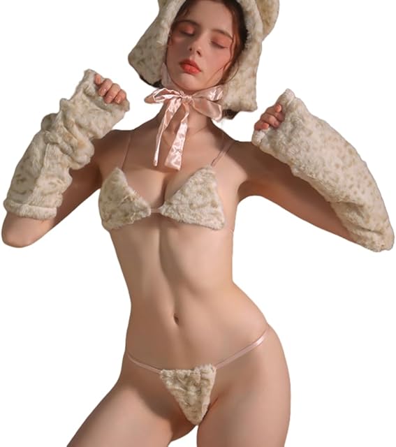 Women's Kawaii Lingerie, Tiger Leopard Bra Top and Panty Set, Sexy Cat Outfits for Women Lingerie