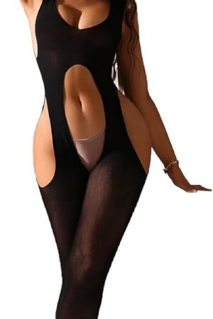 Women's Sexy Body Stocking, Hollow Out Mesh Deep U Teddy Babydoll Bodysuit for Anniversaries, Wedding Night, Honeymoon