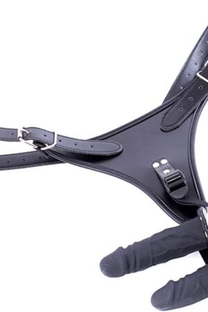 Double End Dildos Adjustable Harness Wearable Panties Adult Lesbian Gay Couples Restraint Realistic Penis Cock Anal Sex Toys for Masturbation,Sex Fun,BDSM (Suitable Waist:30-47.2 inch, Black)