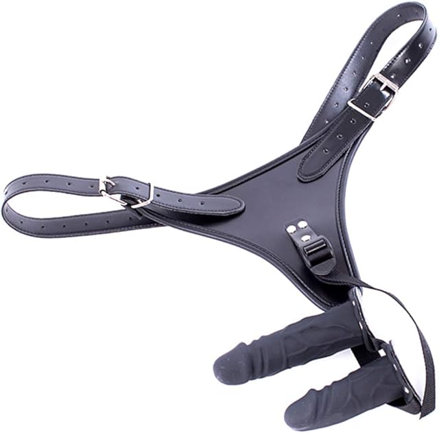 Double End Dildos Adjustable Harness Wearable Panties Adult Lesbian Gay Couples Restraint Realistic Penis Cock Anal Sex Toys for Masturbation,Sex Fun,BDSM (Suitable Waist:30-47.2 inch, Black)