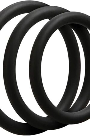 Doc Johnson OptiMALE - Thin 3 C-Ring Set - Stretchy Silicone - Black