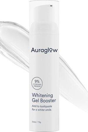 Auraglow Whitening Toothpaste Booster, Add to Toothpaste to Whiten, 9% Hydrogen Peroxide Teeth Whitening Gel Toothpaste, 350+ Whitening Treatments, 6-Month Supply, 26oz