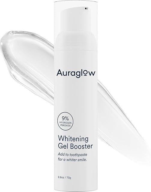 Auraglow Whitening Toothpaste Booster, Add to Toothpaste to Whiten, 9% Hydrogen Peroxide Teeth Whitening Gel Toothpaste, 350+ Whitening Treatments, 6-Month Supply, 26oz
