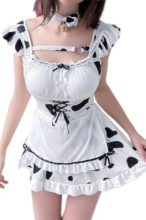 Women's Sexy Lingerie Anime Cow French Maid Outfit Sexy Dress Temptation Cosplay Halloween Costumes Bunny Uniform