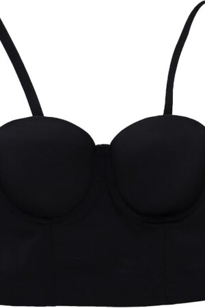 Women's Boned Bustier Mesh Push Up Bra Club Corset with Underwire Crop Top Vintage Party Sexy Cami Tops Vest
