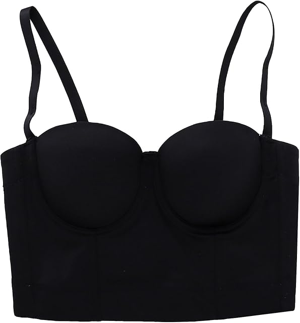 Women's Boned Bustier Mesh Push Up Bra Club Corset with Underwire Crop Top Vintage Party Sexy Cami Tops Vest