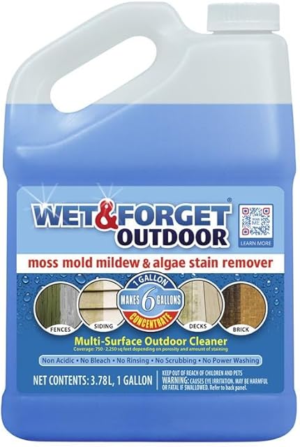 Wet & Forget Moss, Mold, Mildew, & Algae Stain Remover Multi-Surface Outdoor Cleaner Concentrate, Original, 128 Fluid Ounces