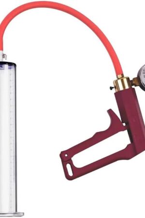 9"" x 2"" Penis Pump with Vacuum Gauge Red Handle, Vacuum Penis, Manual Penis Pump for Men, Enlargement, Penis Bigge Size