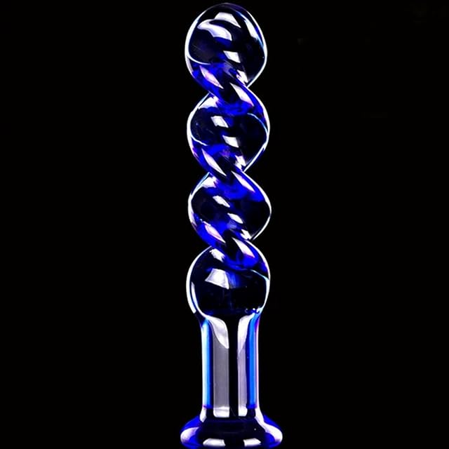 Glass Dildo Fantasy Dildo Adult Sex Toys for Couples, Spiral Clear Dildo Glass Anal Plug for G Spot Stimulator Prostate Massager, Realistic Dildos Thin Small Anal Dildo Sex Toy for Men Women