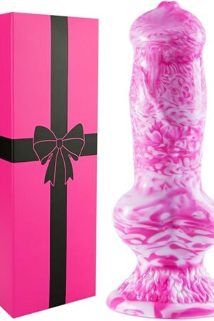 13 Inch Hard Anal Dildo Dog Knot Huge Monster Dildo 3 Inch Diameter, Thick Big Head Pink Wolf Animal Dildo Anal Plug with Suction Cup, Silicone Dragon Fantasy XXXL Dildo Penis Sex Toy for Men Women