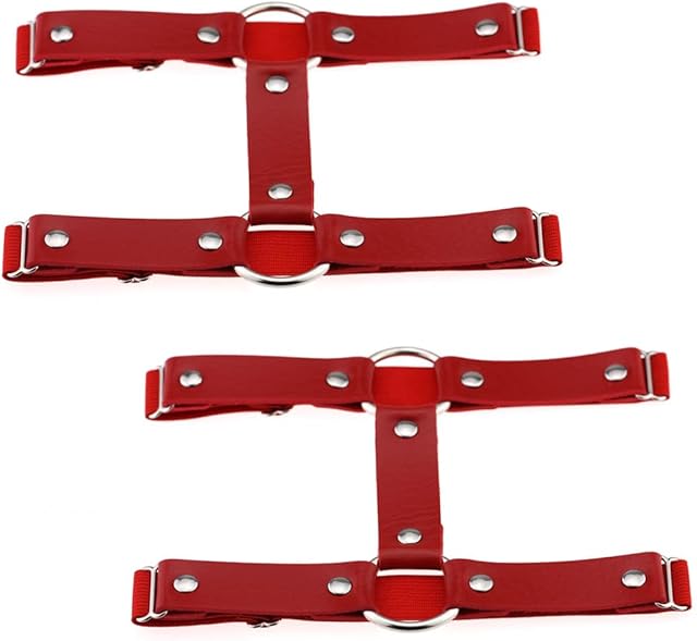Women Girl Punk Leather Garter Elastic Leg Ring Harness Garters Belt 2pcs