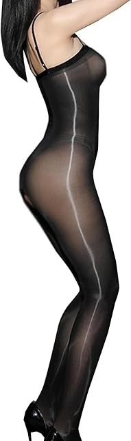 Women Men Sexy 8D Oil Shiny Glossy Bodystocking Nylon Sheer Bodysuit Catsuit with Adjustable Shoulder Straps