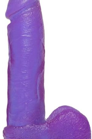 Doc Johnson Crystal Jellies - 8" Realistic Cock With Balls - Strong Suction Cup Base - 82 In Long & 20 In Wide - Dildo, Purple