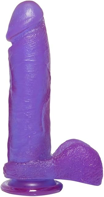 Doc Johnson Crystal Jellies - 8" Realistic Cock With Balls - Strong Suction Cup Base - 82 In Long & 20 In Wide - Dildo, Purple