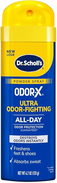 Dr Scholl's ODOR-X ULTRA ODOR-FIGHTING POWDER SPRAY, 47 oz // Destroys Odors Instantly - All-Day Odor Protection - Freshens Feet & Shoes