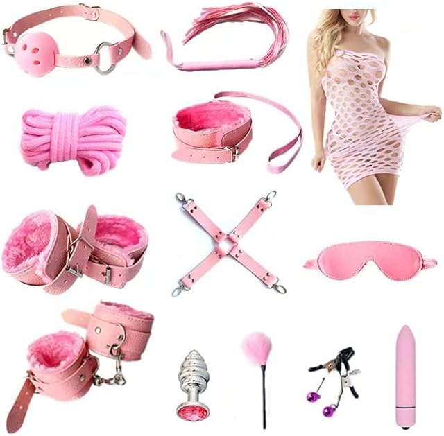 BDSM Restraints Sex Toys 13pc Bondage Restraints Set Fetish Bed Restraints Kits for Beginners,Gang Ball Play, Vibrators Massagers, Bondage kit for Couples Sex
