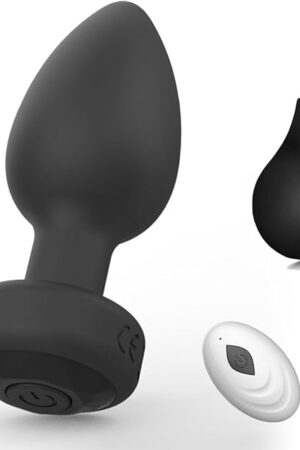 2PCS Anal Plug Vibrator & Enema Douche Set ? Remote Control Silicone Butt Plug with 10 Vibration Modes, Prostate Massager and Anal Cleanser for Men, Women, Couples