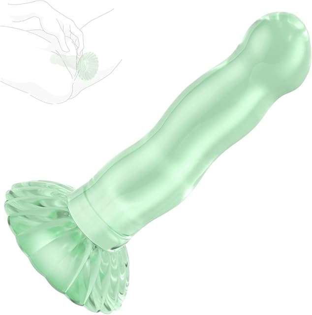 Cute Dildo Clear 6.7" Beginner Dildo with Strong Suction Cup Hand Free Play Flexible Soft Dong, Vaginal and Anal Stimulation Adult Sex G-spot Dildos Toys for Adult- Green