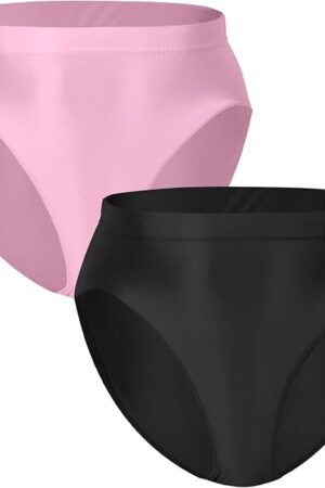 Women Sexy Oill Glossy Bikini Briefs High Waist Cheeky Panties See Through Sheer Bottoms Underwear for Club Party