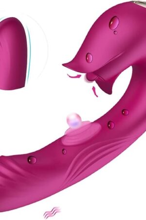 Clitoris G-spot Rabbit Stimulation Vibrator for Women,Clitoral Vaginal Stimulator Rechargeable Realistic Dildo Tongue Vibrator with 9 Vibration Modes Adult Sex Toy for Female and Couples