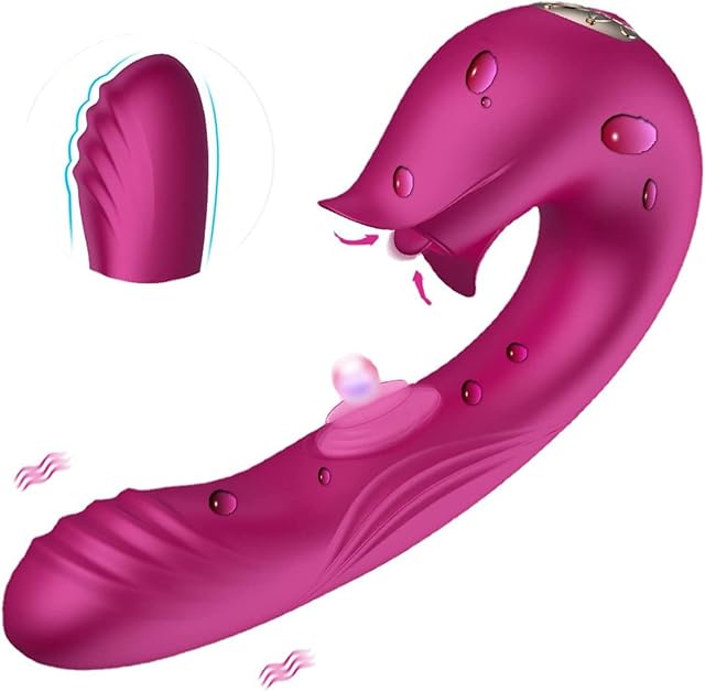 Clitoris G-spot Rabbit Stimulation Vibrator for Women,Clitoral Vaginal Stimulator Rechargeable Realistic Dildo Tongue Vibrator with 9 Vibration Modes Adult Sex Toy for Female and Couples
