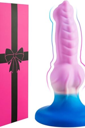 6 Inch Soft Silicone Small Dog Knot Dildo Fantasy for Beginner, 5" Skinny Slim Thin Animal Monster Knotted Dildo Prostate with Suction Cup,Dragon Wolf Anal Dildos Alien Sex Toy for Women Men Blue Pink