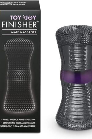 Astroglide Male Masturbator and Stroker, Toy 'n Joy Finisher for Men, Dual Entrance Male Sex Toy, Waterproof and Lube Friendly, Easy to Hold, Ribbed Interior, Phthalate and Latex Free, Easy Clean-Up