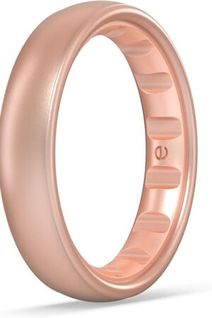 Enso Rings Elements Luxe Classic Thin Silicone Ring - Comfortable and Flexible Design - 4.3mm Wide, 1.75mm Thick - Dusty Rose Gold - Size 10