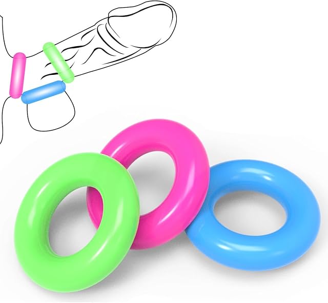 3 Colors Silicone Cock Rings for Men, Luminous Penis Rings for Longer Harder Stronger Erections Couple Adult Sex Toys Soft Waterproof and Easy to Clean