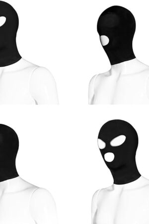 4 Pcs Zentai Black Hoods, Mischief Head Cover, Role-playing Masks with Unknown Mystery, Light SM Sex Play, Unisex Elastic Breathable Headgear