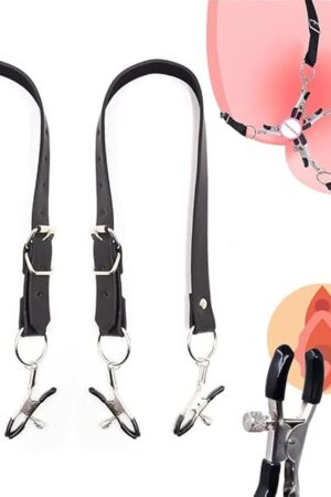 Labia Spreader Straps Clip Nipple Clitoris Clamps BDSM Bondage Restraint Kit Vagina Peeping Stimulator Pussy Massage Exotic Sex Toys for Adult Games Women Female