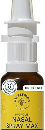 Beekeeper's Naturals Propolis Nasal Rinse Spray Max, Relief for Adults w/Eucalyptus, Oregano & Saline, Clears Nasal Congestion, Moisturizes Sinus Canal, & Decongest Sinus Cavities, 1 fl oz