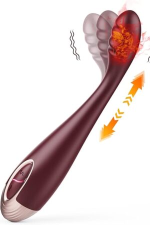 G Spot Clitoral Vibrator, Quick Orgasm Finger Vibe with 7 Vibrations & 2 Heating Modes for Nipple Vagina Tits Clits Clitoris Anal Stimulation, Adult Female Couple Sex Toys (Red)
