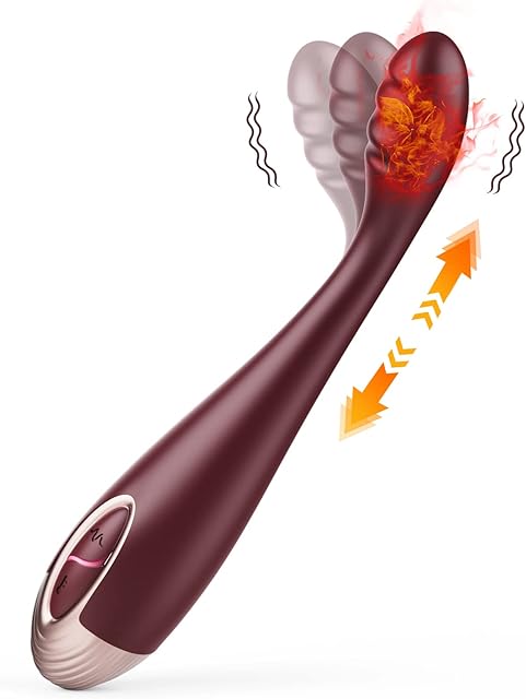 G Spot Clitoral Vibrator, Quick Orgasm Finger Vibe with 7 Vibrations & 2 Heating Modes for Nipple Vagina Tits Clits Clitoris Anal Stimulation, Adult Female Couple Sex Toys (Red)